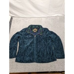 Pendleton XL Sherpa Fleece Jacket Blue Blackwatch Tartan Plaid Lined Wool Blend‎